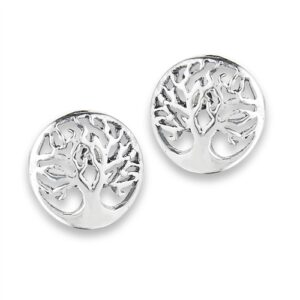 10mm | Tree of Life Circle Sterling Silver Post Stud Earrings