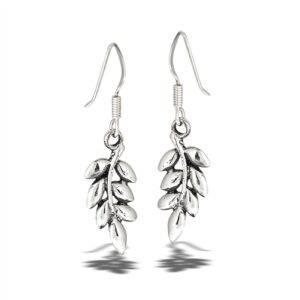 1.4" | Dangling Leaves Sterling Silver Hook Drop Dangle Earrings
