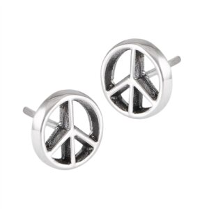 8MM | PEACE SIGN STERLING SILVER POST STUD EARRINGS