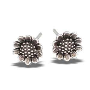 10mm | Sunflower Sterling Silver Post Stud Earrings
