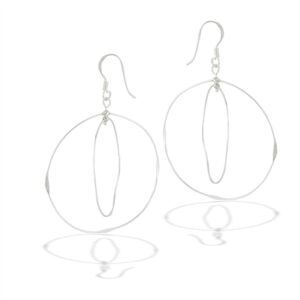 2.4" X 1.7" | Twisting Circles Sterling Silver Hook Dangle Earrings