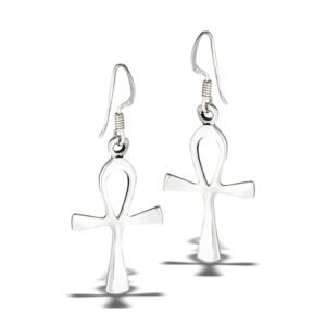 1.3" | Ankh Sterling Silver Hook Dangle Earrings
