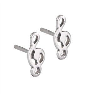 Sterling Silver Clef Note Stud Earrings