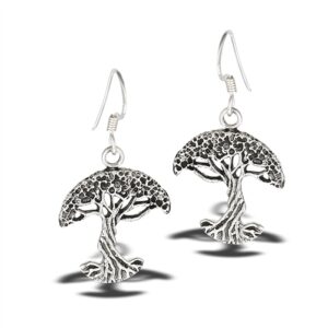 Sterling Silver Tree Of Life Dangle Earrings