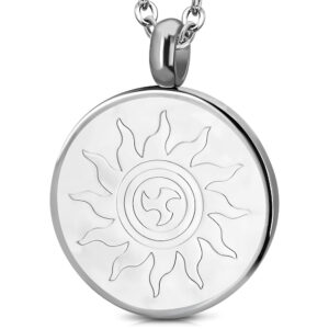 Stainless Steel Sun-Emblem Circle Charm Pendant