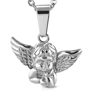 Stainless Steel Guardian Angel Wing Cupid Pendant