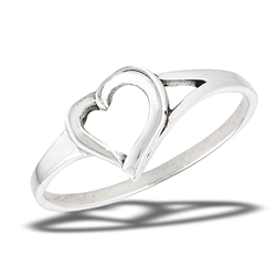 Sterling Silver Sloping Heart Ring (SIZE 5, 6, 7, 8, 9)