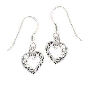 Sterling Silver Celtic Filigree Heart Earring