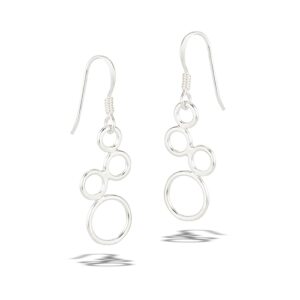 Modern Dangle Circles Sterling Silver Hook Dangle Earring